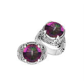 Sterling Silver Balinese Mystic Quartz Ring With Elegant Round Shape Design